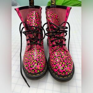 Dr. Martens Neon Pink Leopard Boots